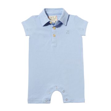 Drift Polo Romper in Blue Pique