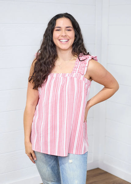 The Sophia Top in Red Gingham