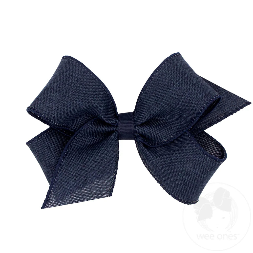Navy Linen Bow -Medium or King