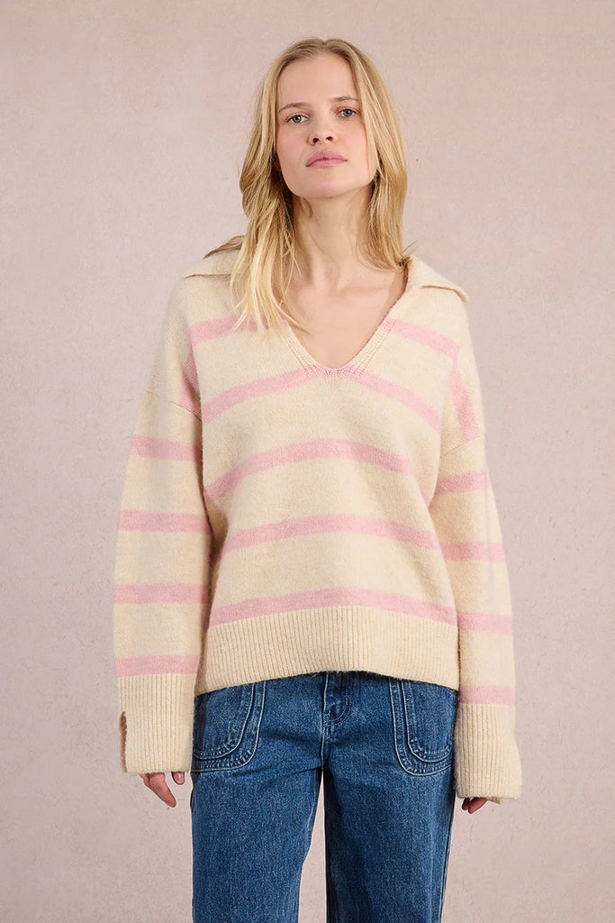 Macy Knitted Sweater - Off White/Pink