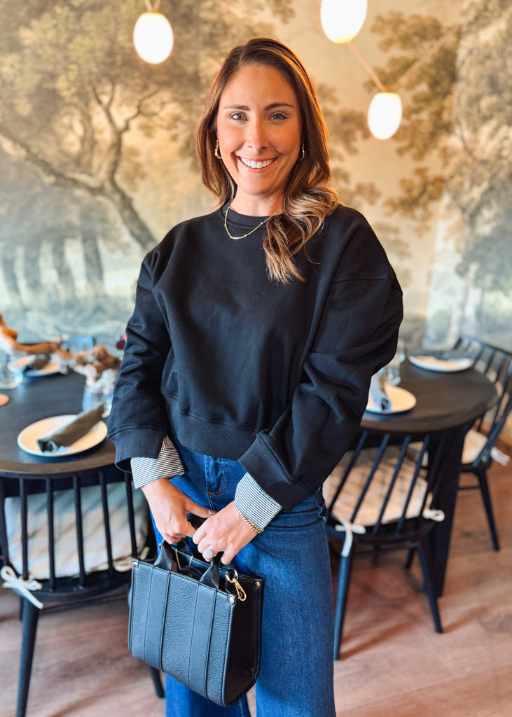 Sharon Mixed Media Long Sleeve Top