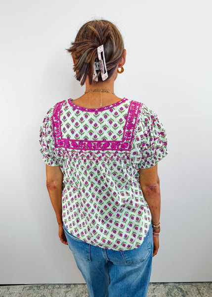 Patsy Lime Floral Top