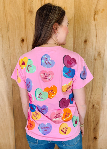 Candy Hearts Tee in Pink