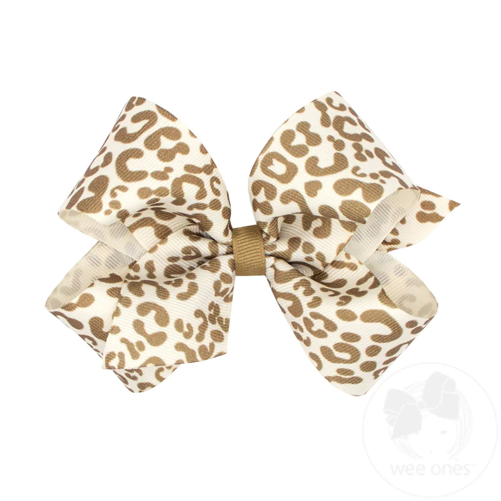 Medium Leopard Print Grosgrain Hair Bow