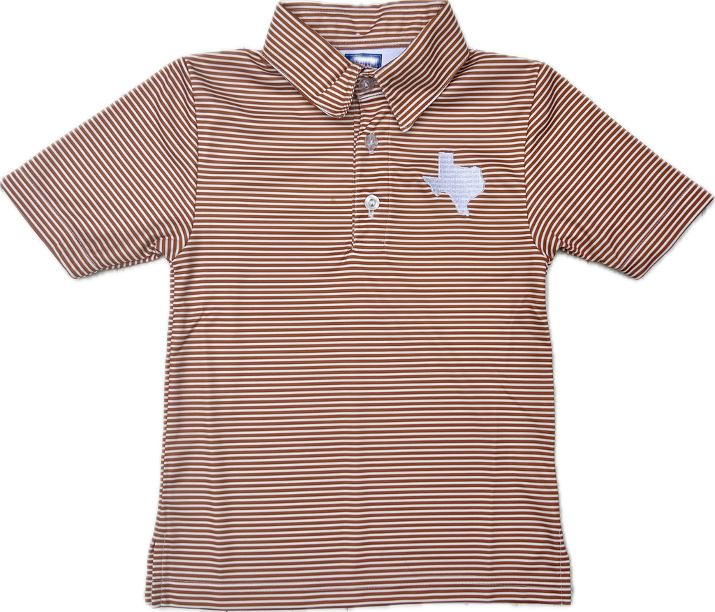 Texas Burnt Orange Striped Performance Polo