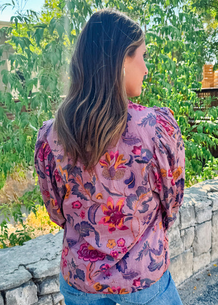 Plum Floral Tucked Top