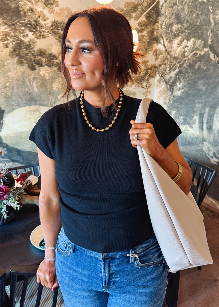 Young Ladies Knitted Sweater Top - Black