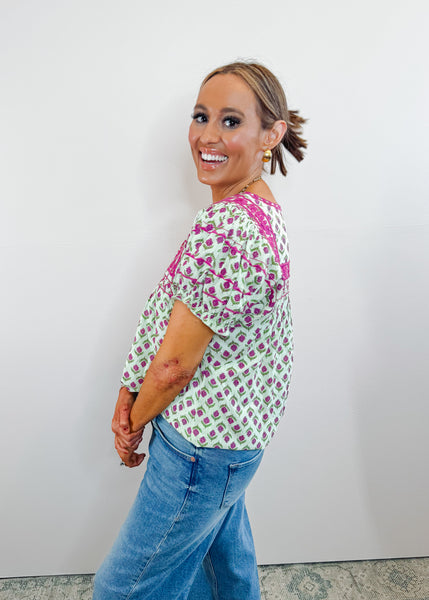 Patsy Lime Floral Top