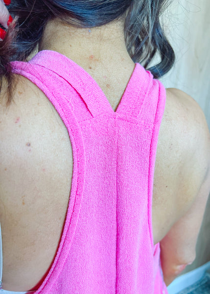 Delilah Crepe Hacci Racerback in Bubble Pink