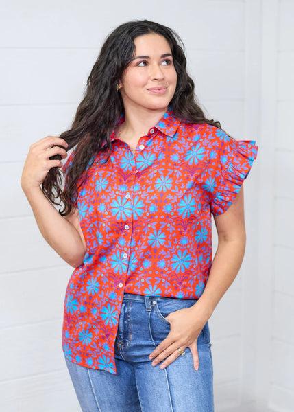 The Stevie Top in Red & Blue