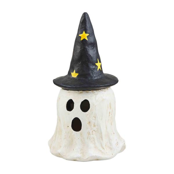 Ghost with Black Witch Hat Lantern