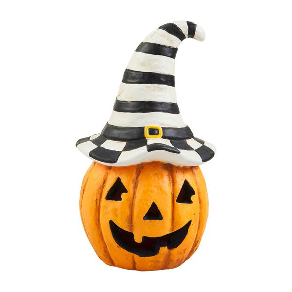 Pumpkin with Stripe Witch Hat Lantern