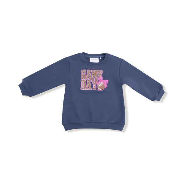 Game Day Patch Oversized Sweatshirt in Vintage Indigo
