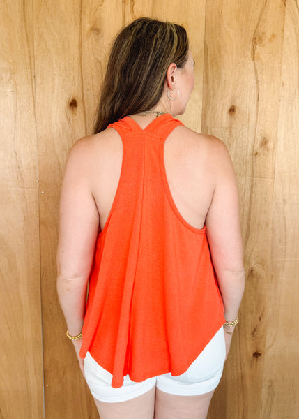 Delilah Crepe Hacci Racerback in Coral