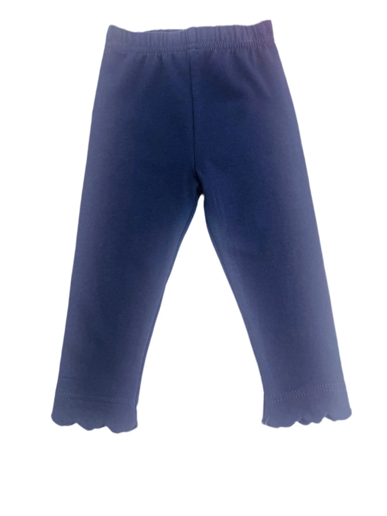 Navy Scallop Leggings