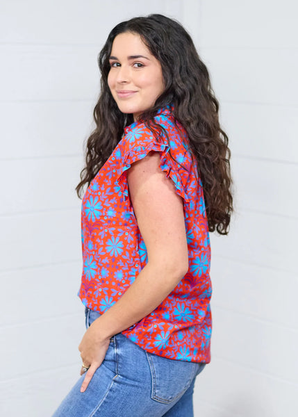 The Stevie Top in Red & Blue