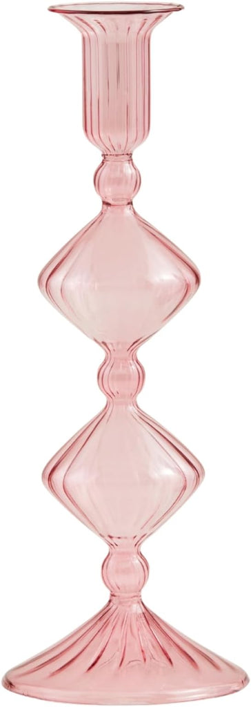 Pink Glass Taper Holder