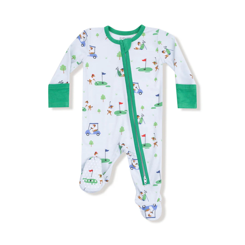 Dog Gone Golf in Blue 2 Way Zipper Footie