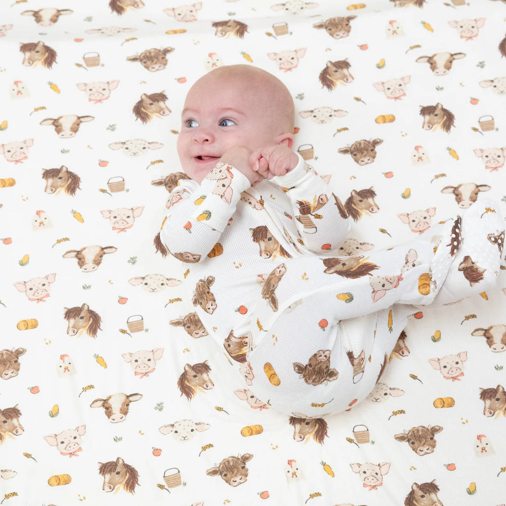 Vintage Farm Animals 2 Way Zipper Footie Sleeper