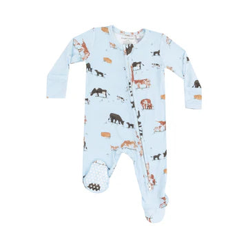 Blue Cow Families 2 Way Zipper Footie Sleeper