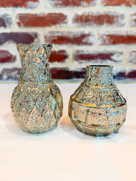 Embossed Mercury Glass Vase