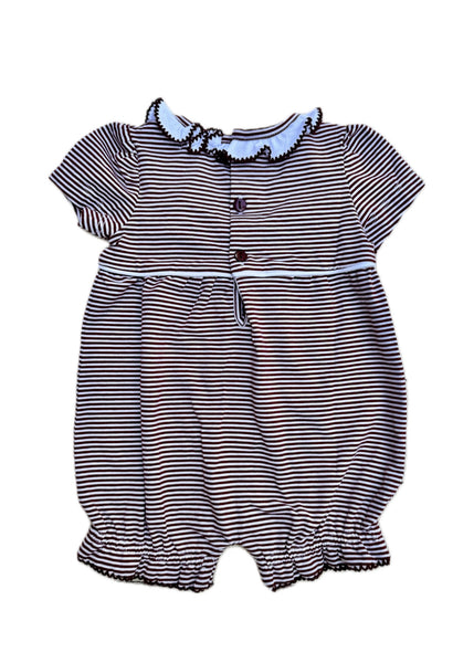 Maroon & White Stripe Bubble Romper