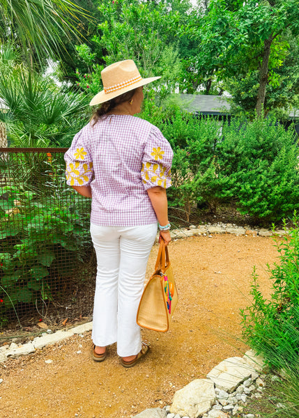 Lili Checked Embroidered Top
