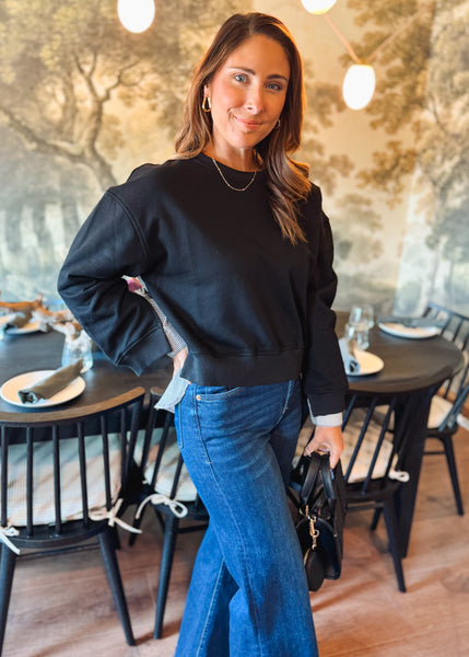 Sharon Mixed Media Long Sleeve Top