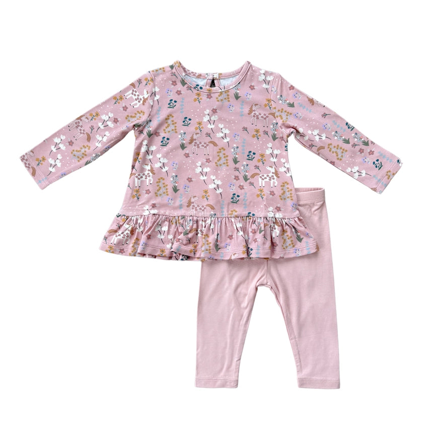 Unicorn LS Peplum Top & Pants Set