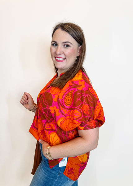 Bold Flower Popover Top