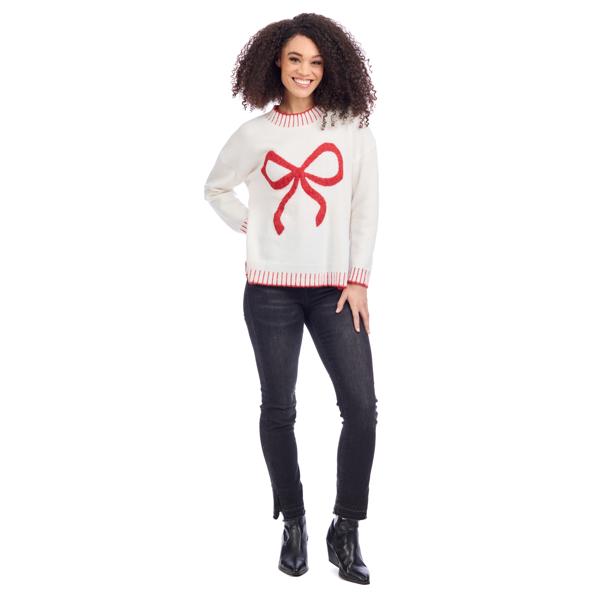 Wilder Bow Sweater in Red & White