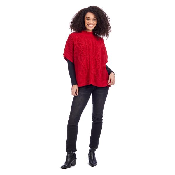 Claude Cable Knit Sweater in Red