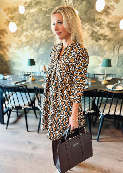 Flower Block Dress - Black