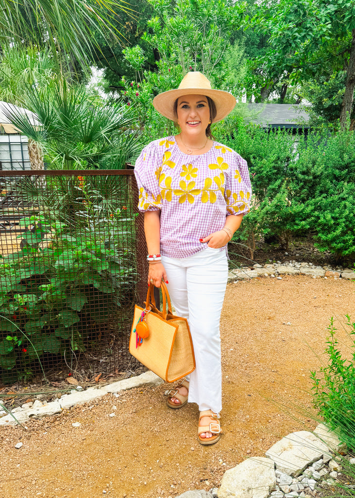 Lili Checked Embroidered Top