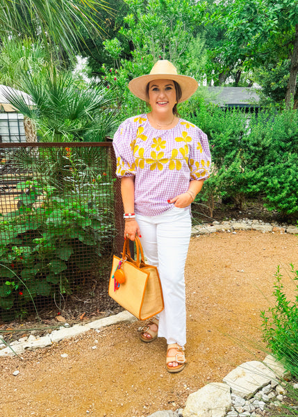 Lili Checked Embroidered Top