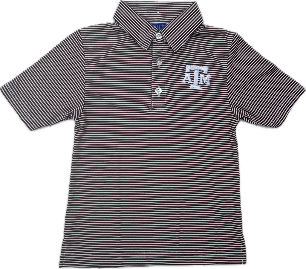 Texas A&M Maroon Striped Performance Polo