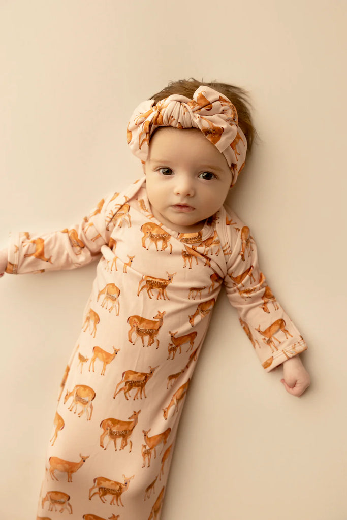 Does & Fawns Print Knotted Gown