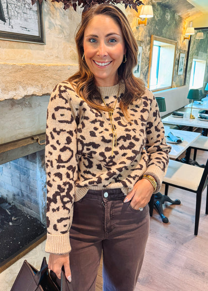 Gisela Cheeta Print Pullover Sweater