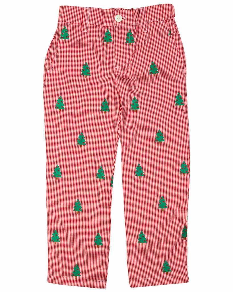 Christmas Tree Embroidered Pants