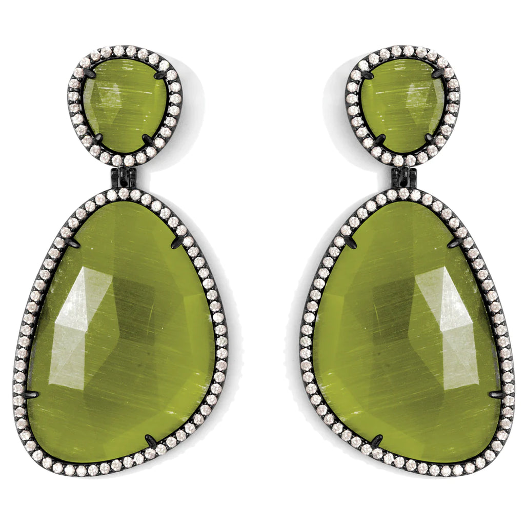 Bold Cat's Eye Earrings- Olive