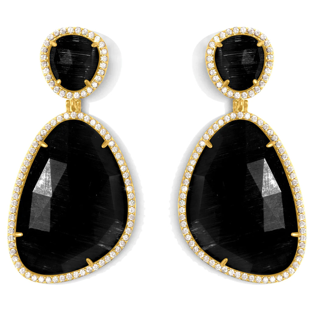 Bold Cat's Eye Earrings- Gold & Black