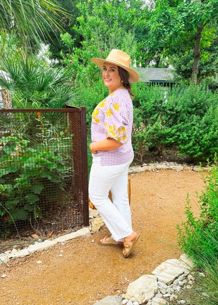 Lili Checked Embroidered Top