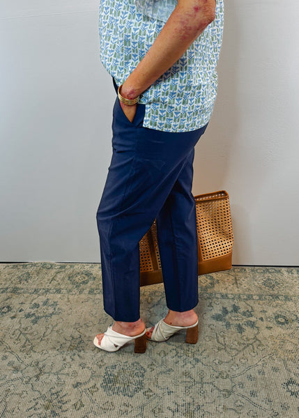 Jeanie Casual Woven Pants-Navy