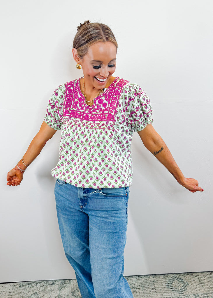 Patsy Lime Floral Top