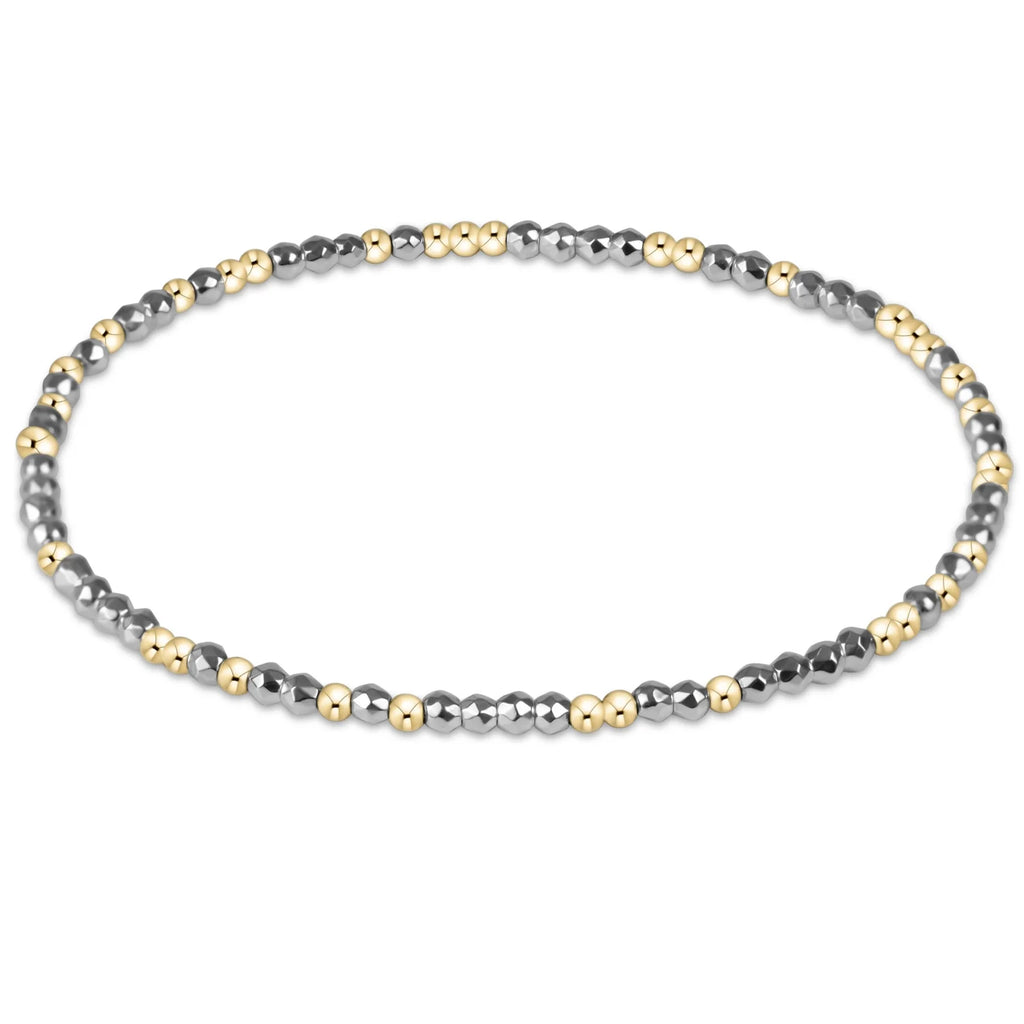Hope Unwritten Bright Silver Faceted Hematite 2mm Bead Bracelet EXTENDS