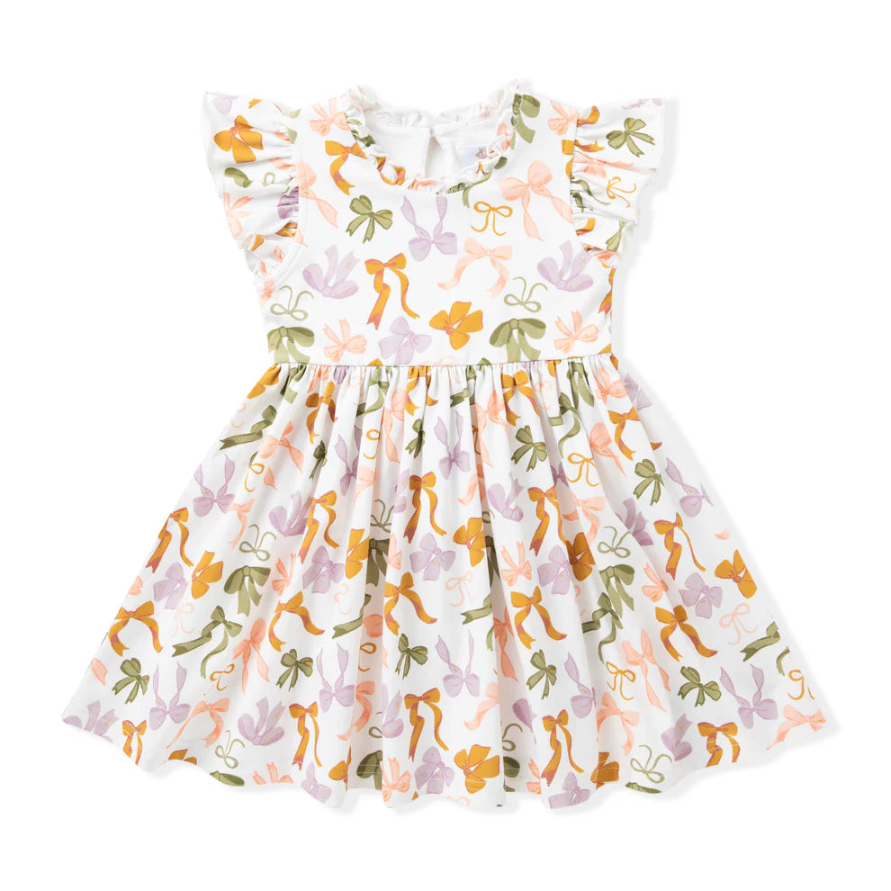Bows Flutter Sleeve Dress
