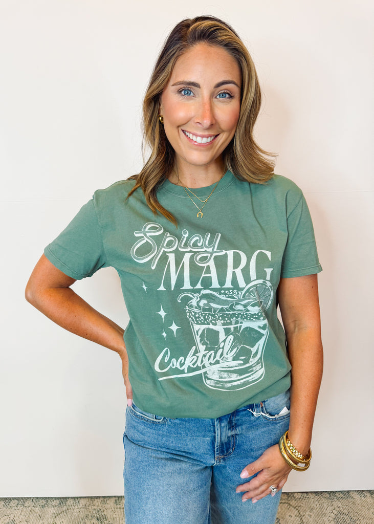 Spicy Marg Boyfriend Tee - Hunter Green