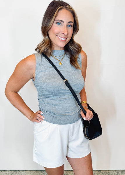 Wyatt Ruched Tank in Heather Grey