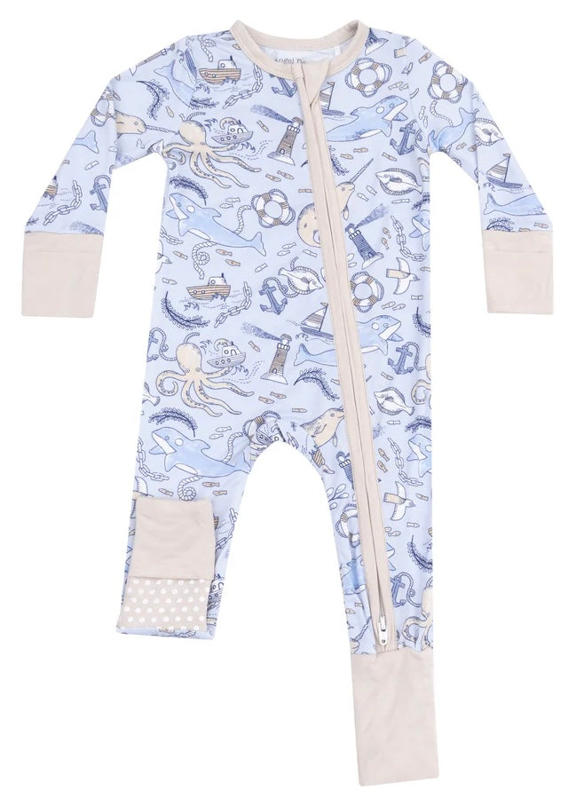 Nautical Notebook 2 Way Zipper Romper Sleeper