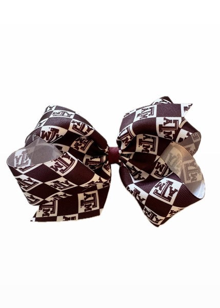 King College Checkerboard Print Bow